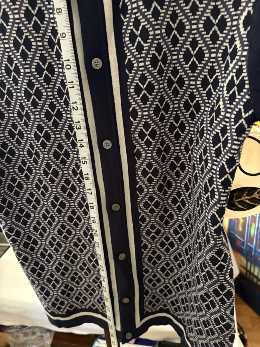 PJ Paul Jones Navy and White Geometric Knit Polo - Size M - Picture 4 of 4